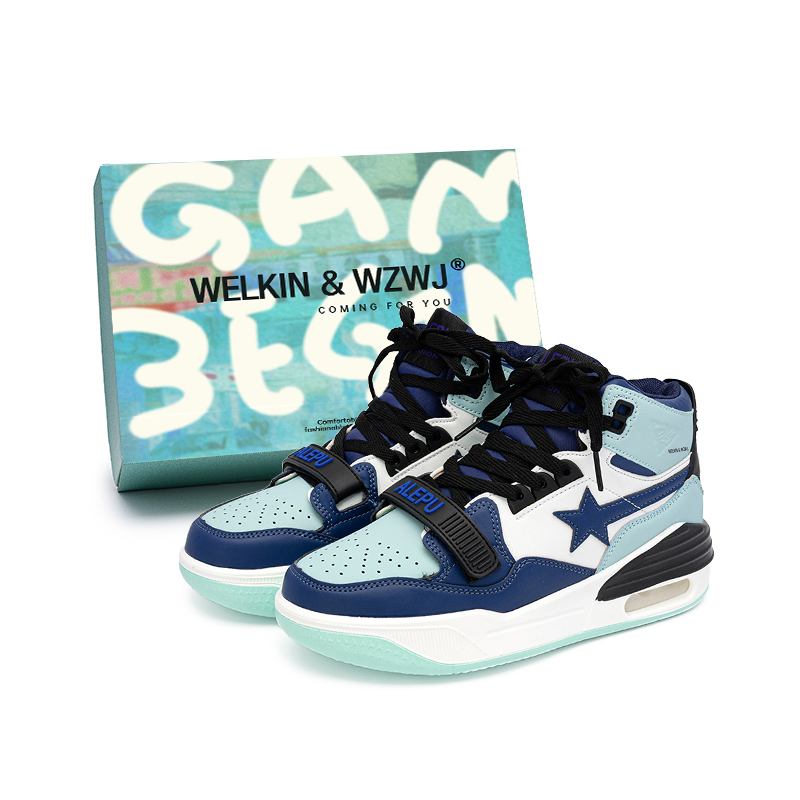 

WELKIN&WZWJ Коллекция Stars, белые кроссовки противоскользящие с эффектом увеличения роста низкие скейтборд обувь унисекс - Black Moon высокие, цвет Black Moon High-Top