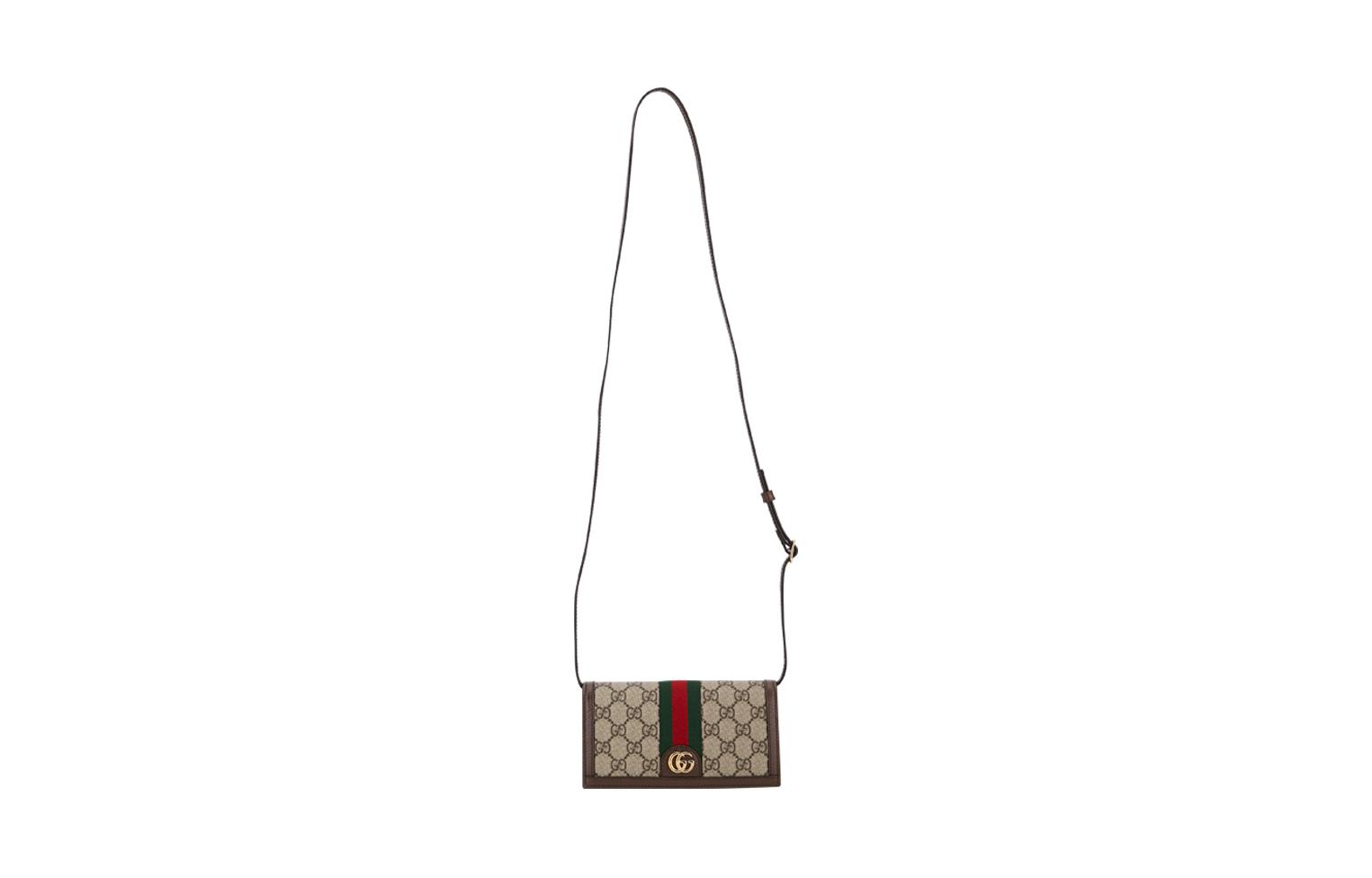Ophidia Canvas With Leather Плечевая Сумка Кроссбоди Кошелек Женская Бежевый/Коричневый GUCCI — фото 4