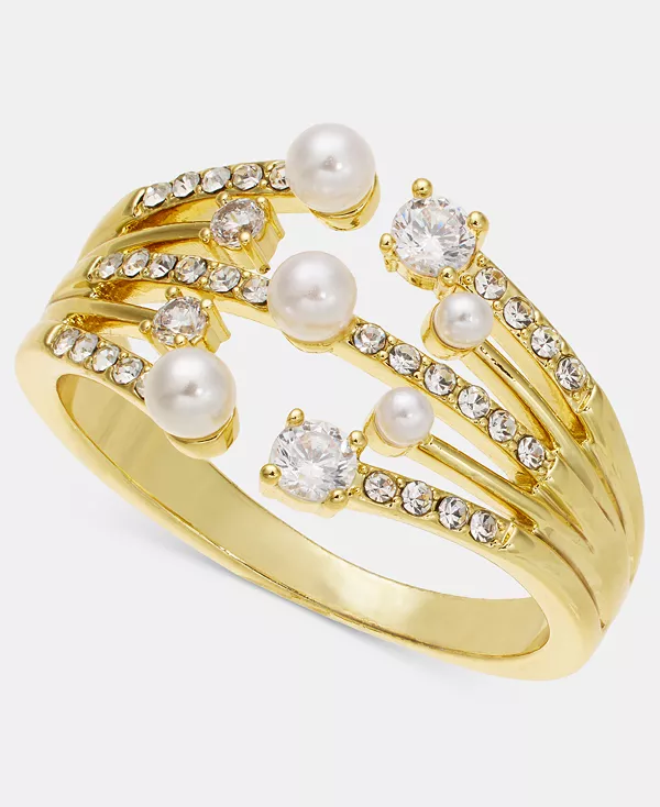 

Кольцо с кристаллами и искусственным жемчугом, эксклюзивно в Macy's Charter Club, gold