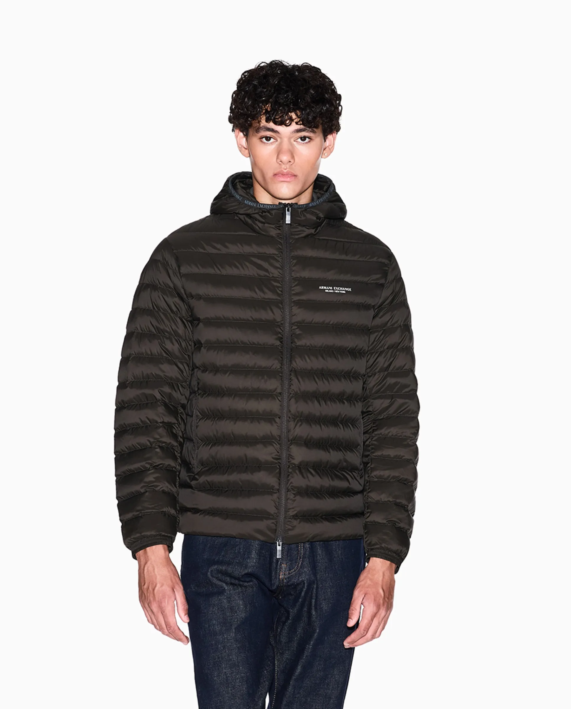 

Короткая мужская куртка с капюшоном Armani Exchange, коричневый