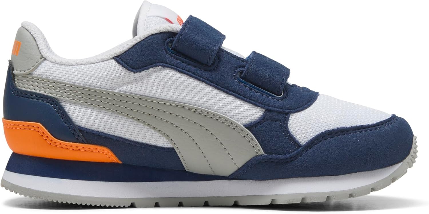 Кроссовки Puma St Runner унисекс-детские на липучке, белый/синий/оранжевый/серый — фото 4