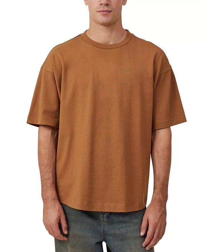 

Мужская футболка с круглым вырезом на подоле Box Fit COTTON ON, коричневый