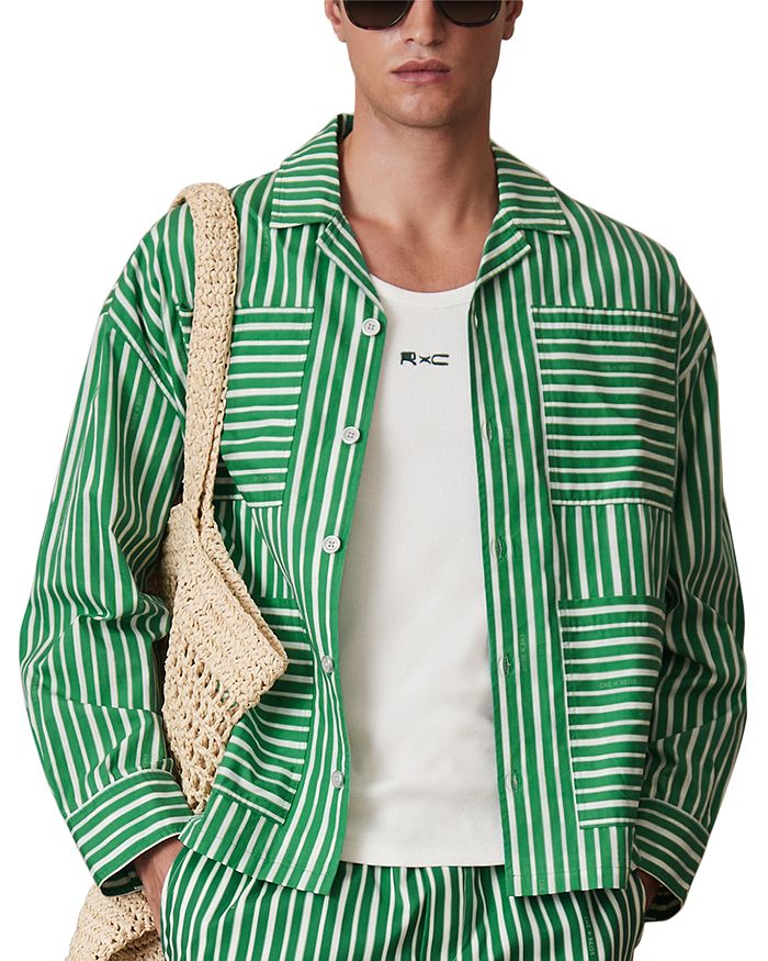 

x CHÉ Fonta Рубашка Regular Fit из полосатой поплиновой ткани REISS, зеленый