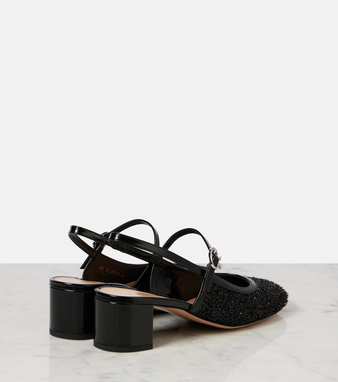 Туфли-лодочки с ремешком и кожаной отделкой Gianvito Rossi, Black+Black — фото 2