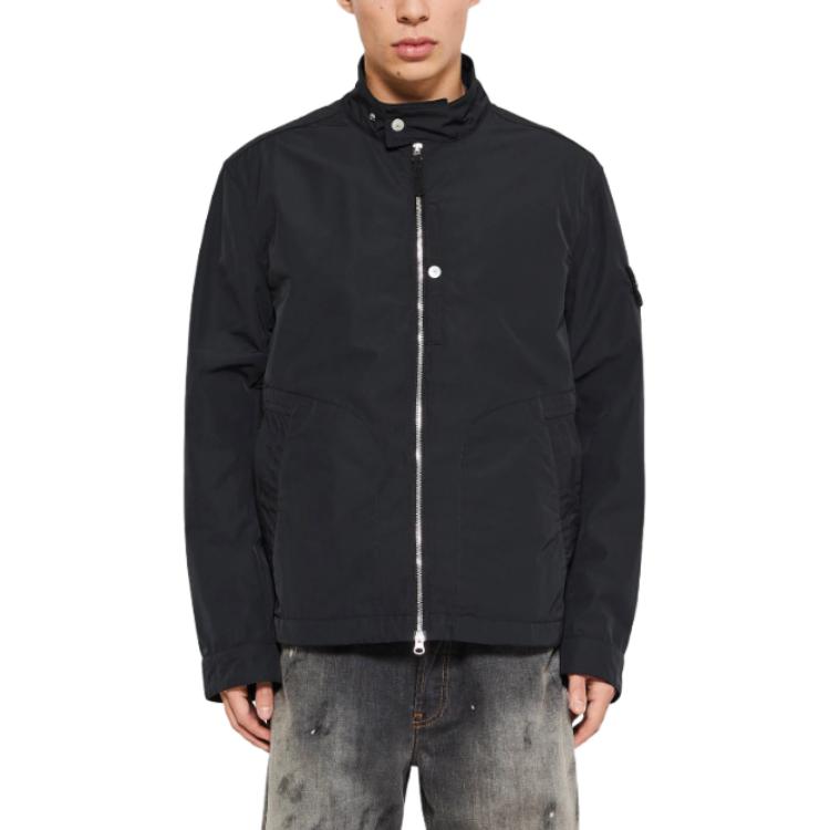 

STONE ISLAND Куртка на молнии с логотипом на нашивке, Black