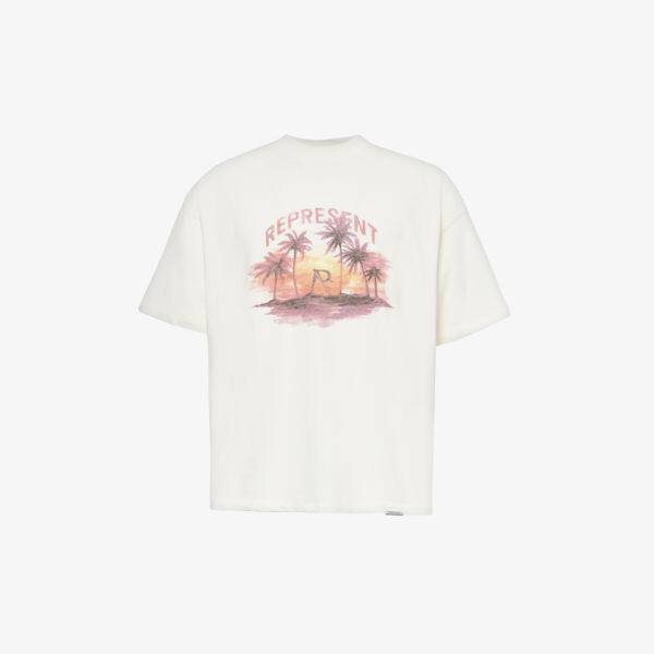 

Футболка из хлопкового джерси с фирменным принтом Sunset Represent, белый
