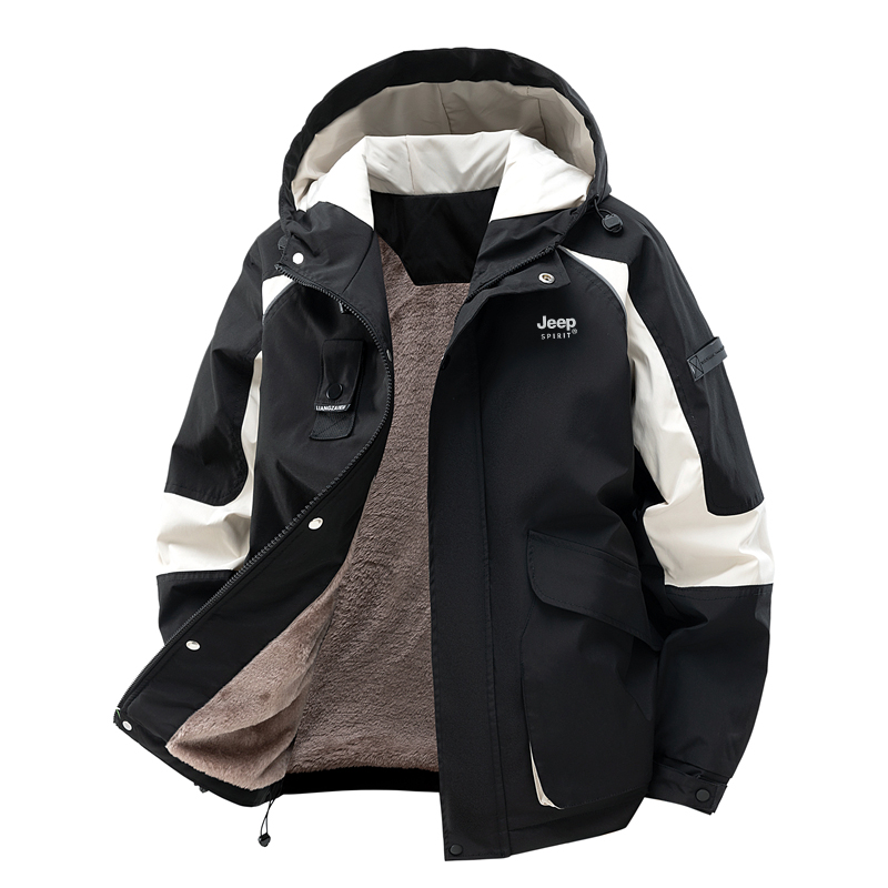 

Водонепроницаемая и ветрозащитная куртка-ветровка унисекс JEEP SPIRIT, Coffee, Fleece-Lined