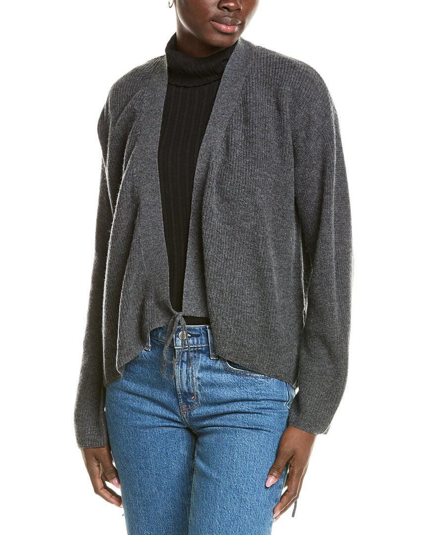 

Кардиган Brodie Cashmere Wool & Cashmere-Blend с запахом в рубчик, серый