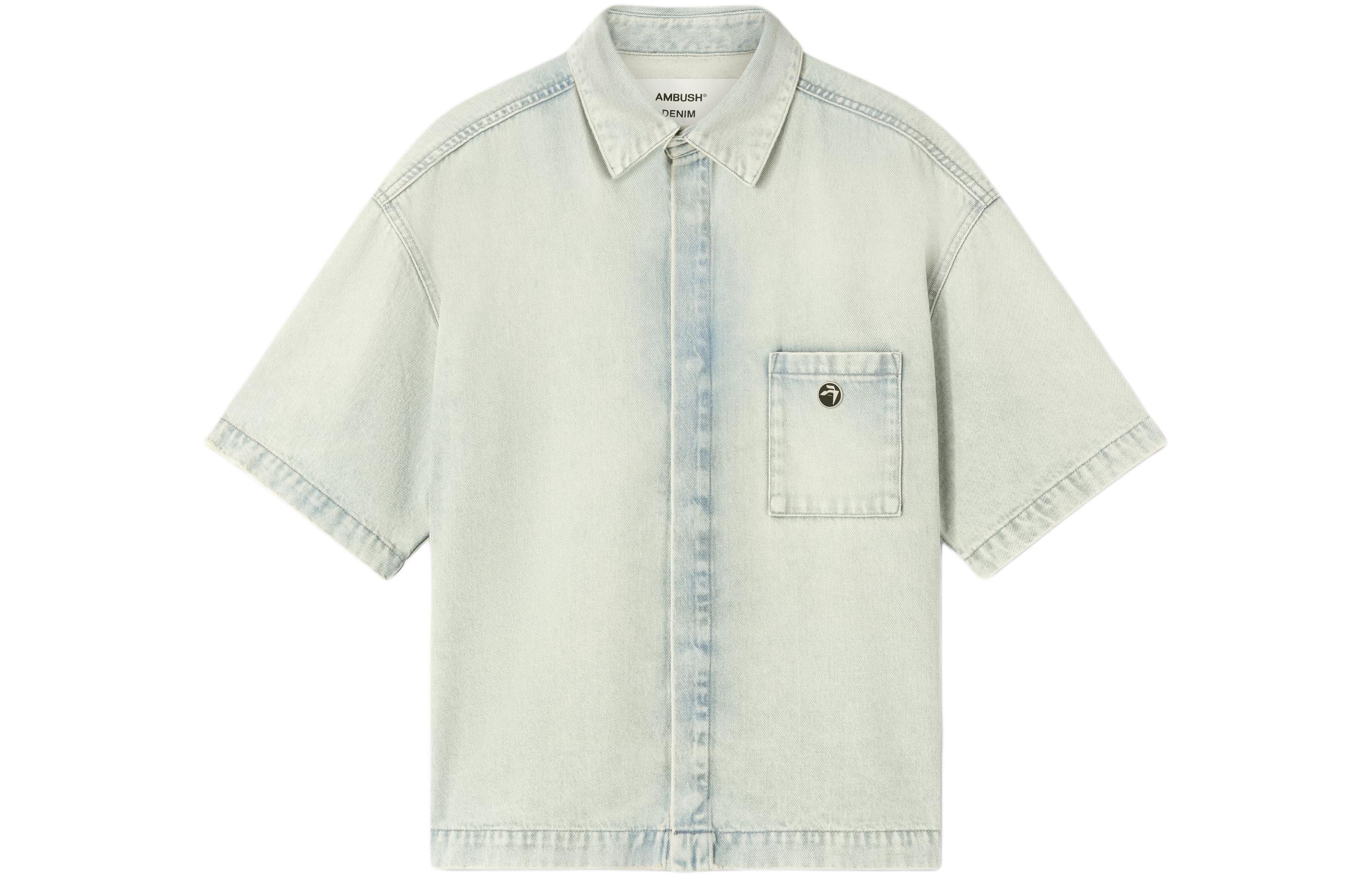 

Джинсовая рубашка с аппликацией логотипа AMBUSH, светло-голубой