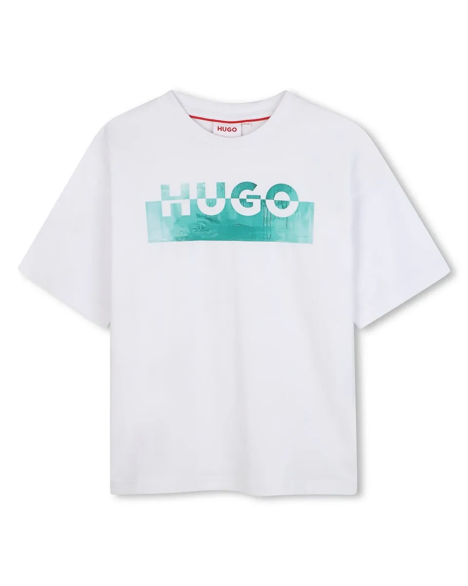 

Детская хлопковая футболка Hugo, белый