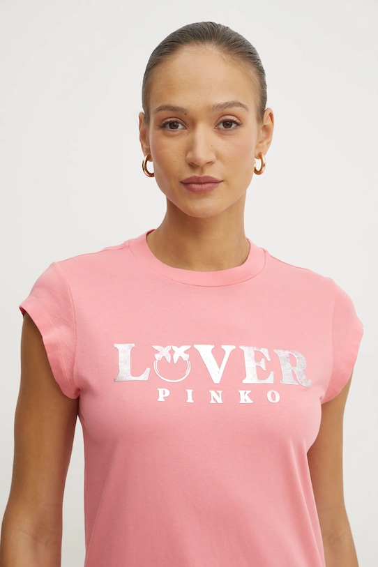 

Хлопковая футболка Pinko, розовый