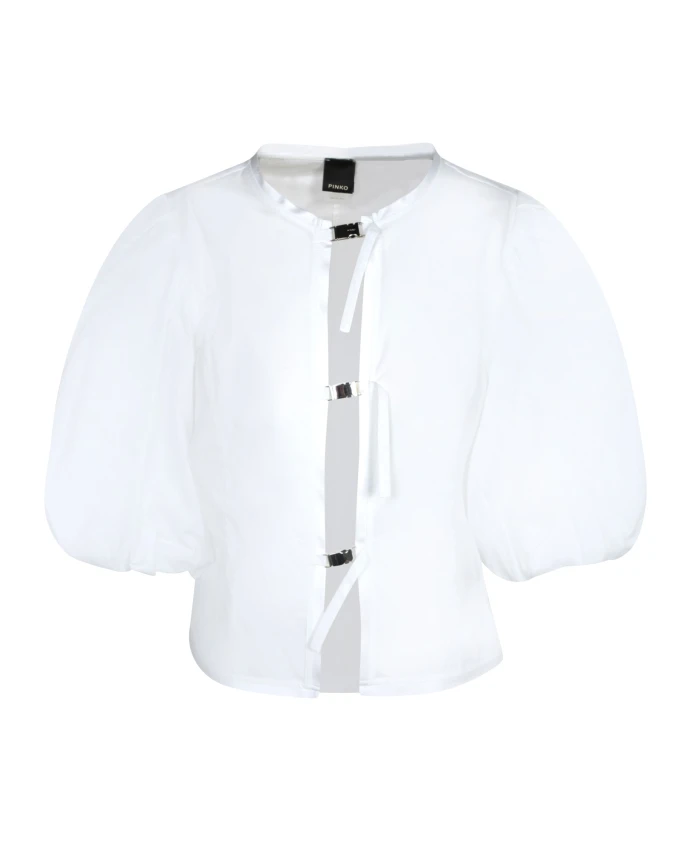 

Белая рубашка с пышными рукавами и воротником-стойкой. Pinko, белый