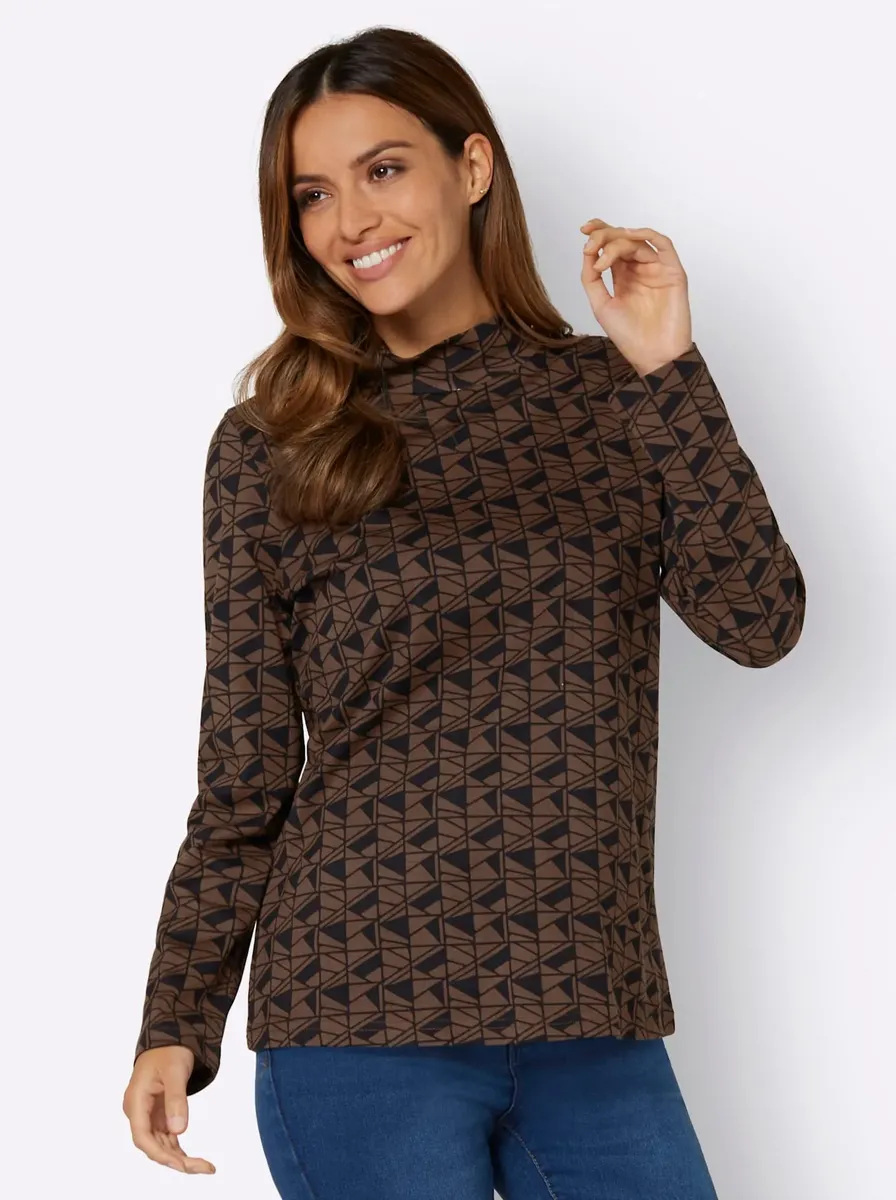 

Рубашка с воротником стойкой Inspirations "Shirt" Inspirationen, цвет Braun-Schwarz-Bedruckt
