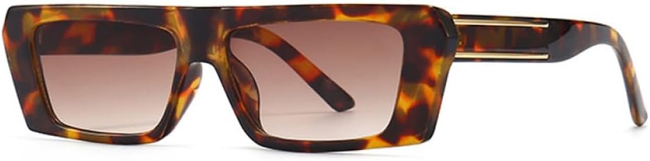 

Солнцезащитные очки MUTYNE Retro Small Rectangle для женщин, модные, серые с градиентом, защита от УФ-излучения UV400; для мужчин, квадратные, с желтой полосой, Leopard Tea Gradient