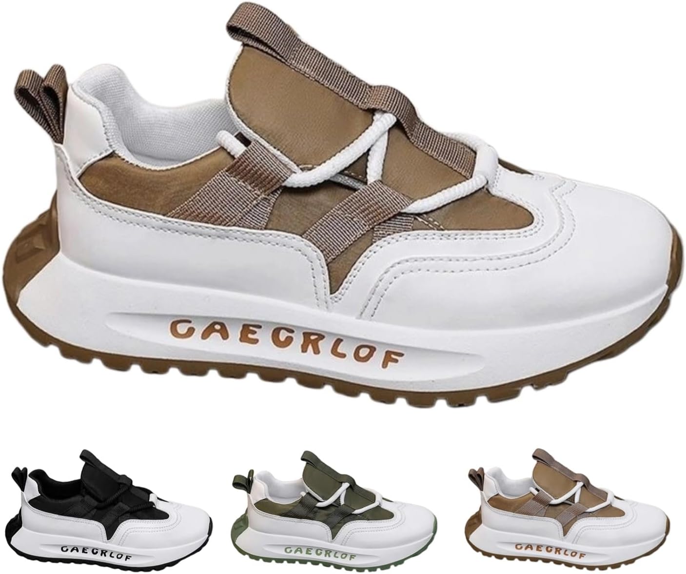 

Мужские кроссовки на платформе в повседневном стиле, модные массивные, удобные, спортивные, для бега и ходьбы Macefil, белый/коричневый