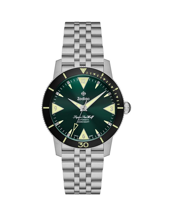 

Автоматические часы Skin Diver из нержавеющей стали, 39 мм Zodiac, зеленый
