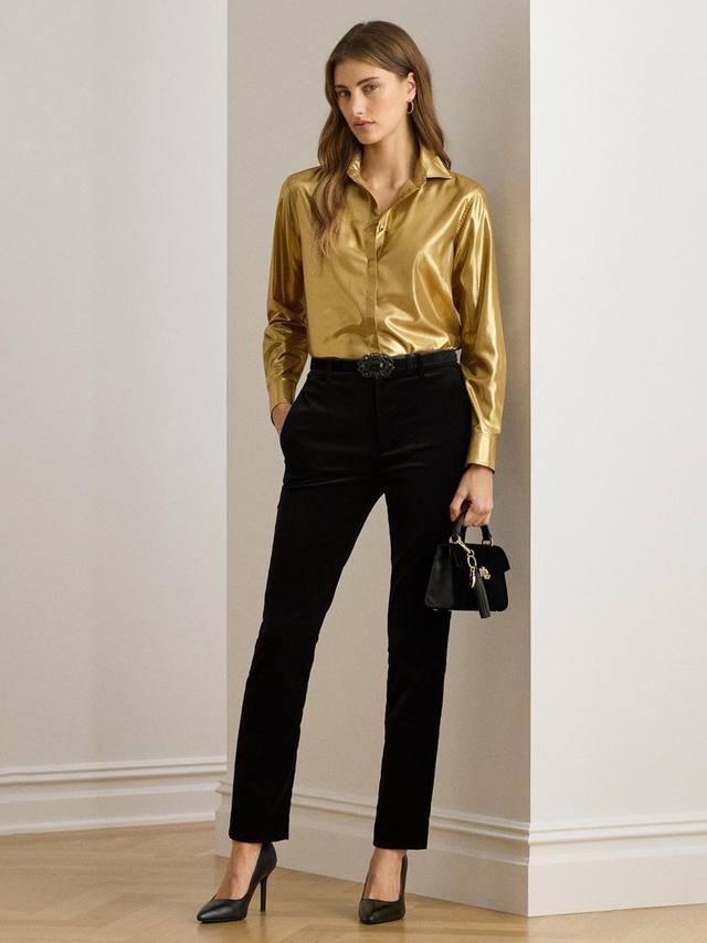 

Укороченные брюки Lauren Lakythia из стрейч-бархата Ralph Lauren, Black