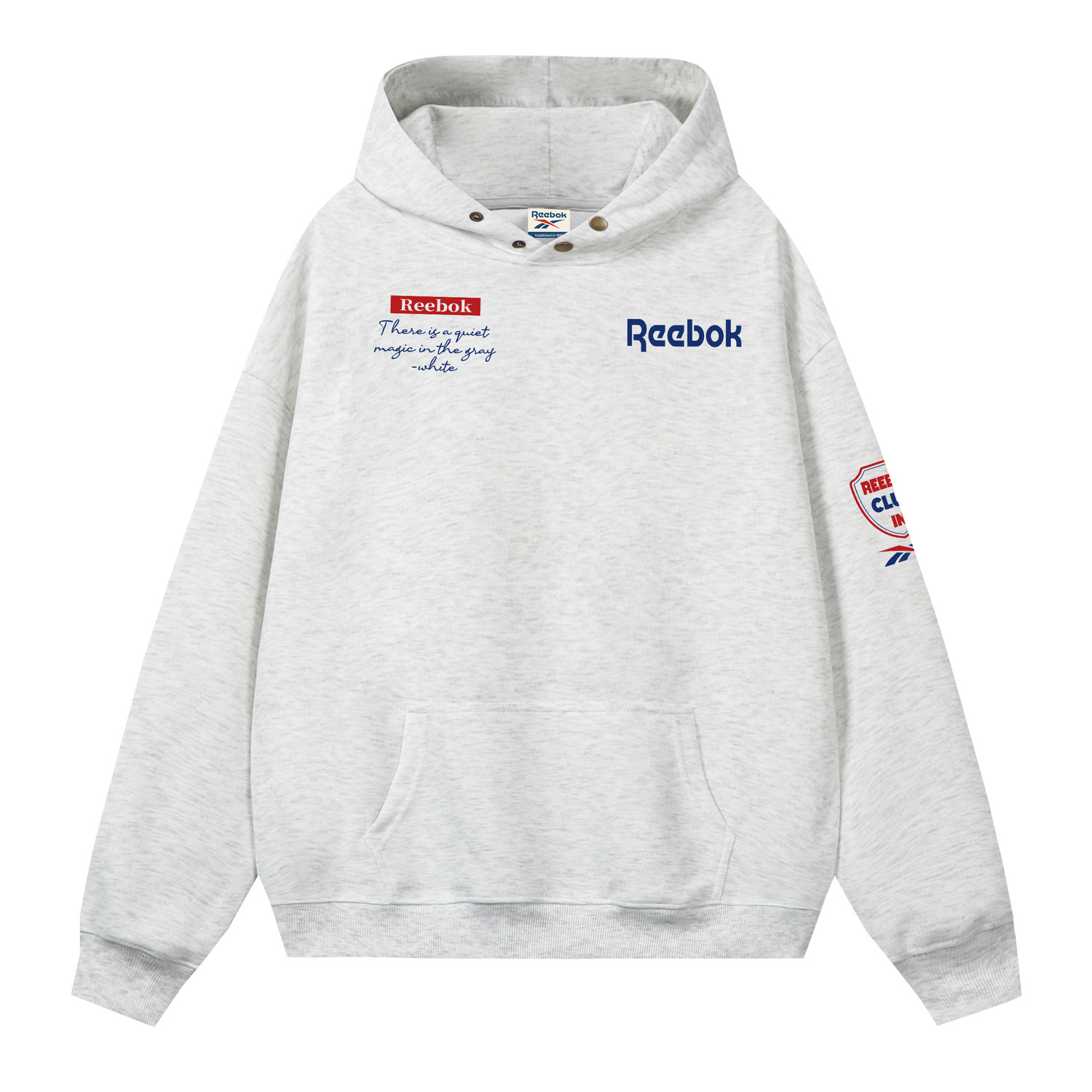

Толстовка Unisex Hooded Moderate Heavyweight Reebok, белый heather серый