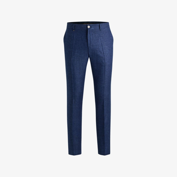 

Прямые брюки slim-fit из эластичной ткани Boss, синий
