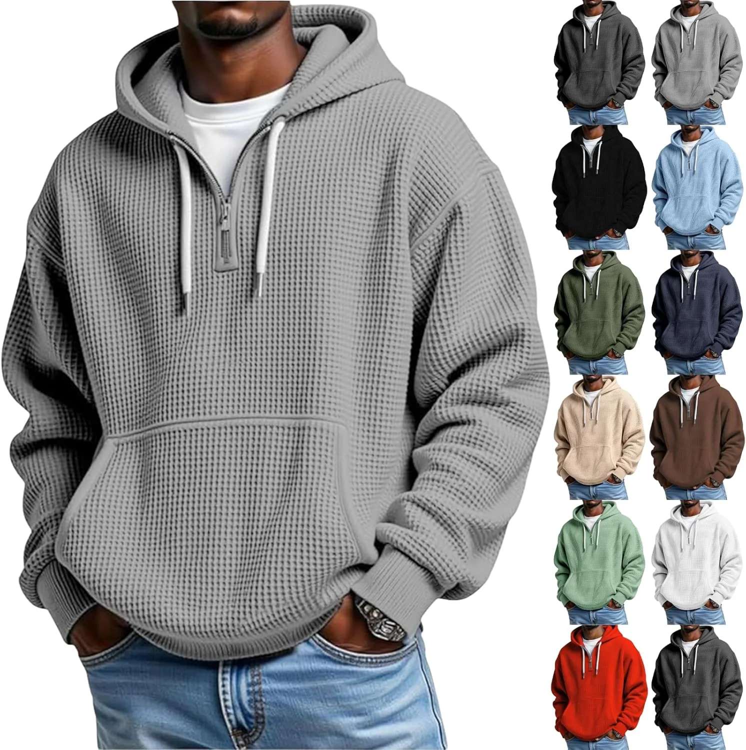 

Мужская толстовка с капюшоном Quarter Zip, текстурированная вязка ABABC