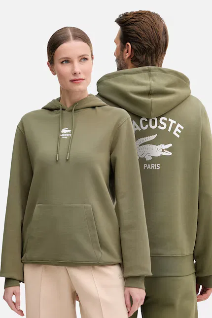 Худи Lacoste, зеленый, из 100% хлопка