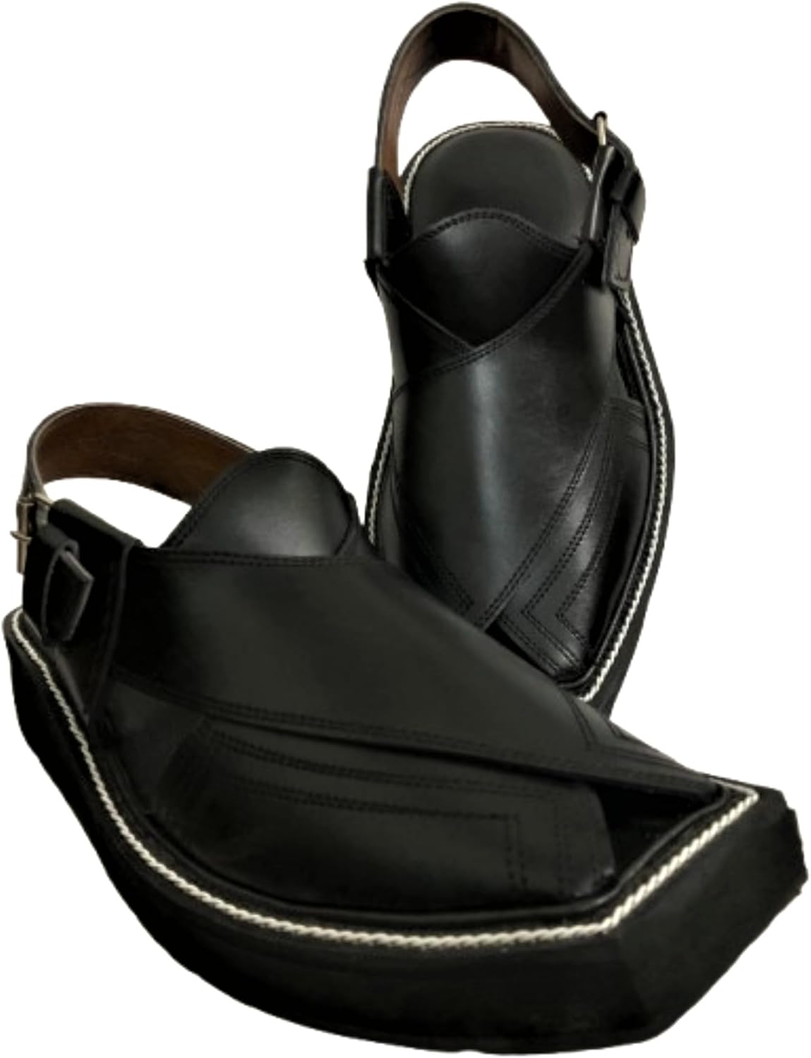 

Мужские специальные кожаные сандалии Пешавари с двойной подошвой, ручной работы Generic, черный