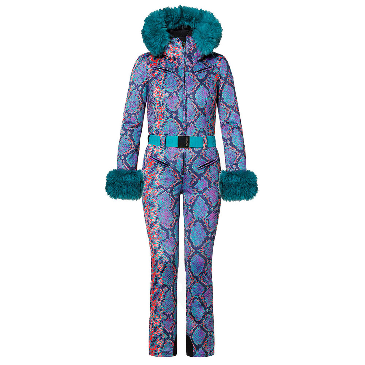 

Утепленный горнолыжный костюм Goldbergh Zafira с искусственным мехом (женский), Snake Turchese