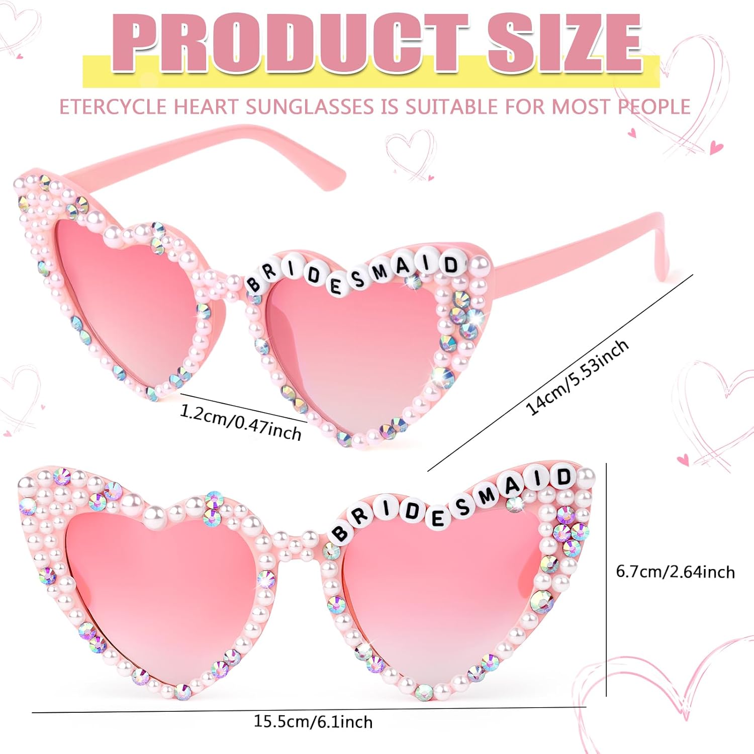 

Солнцезащитные очки Etercycle в форме сердца, солнцезащитные очки для команды невесты, подарки для подружек невесты, очки в форме сердца, аксессуары для девичника и свадьбы, Bridesmaid Pink