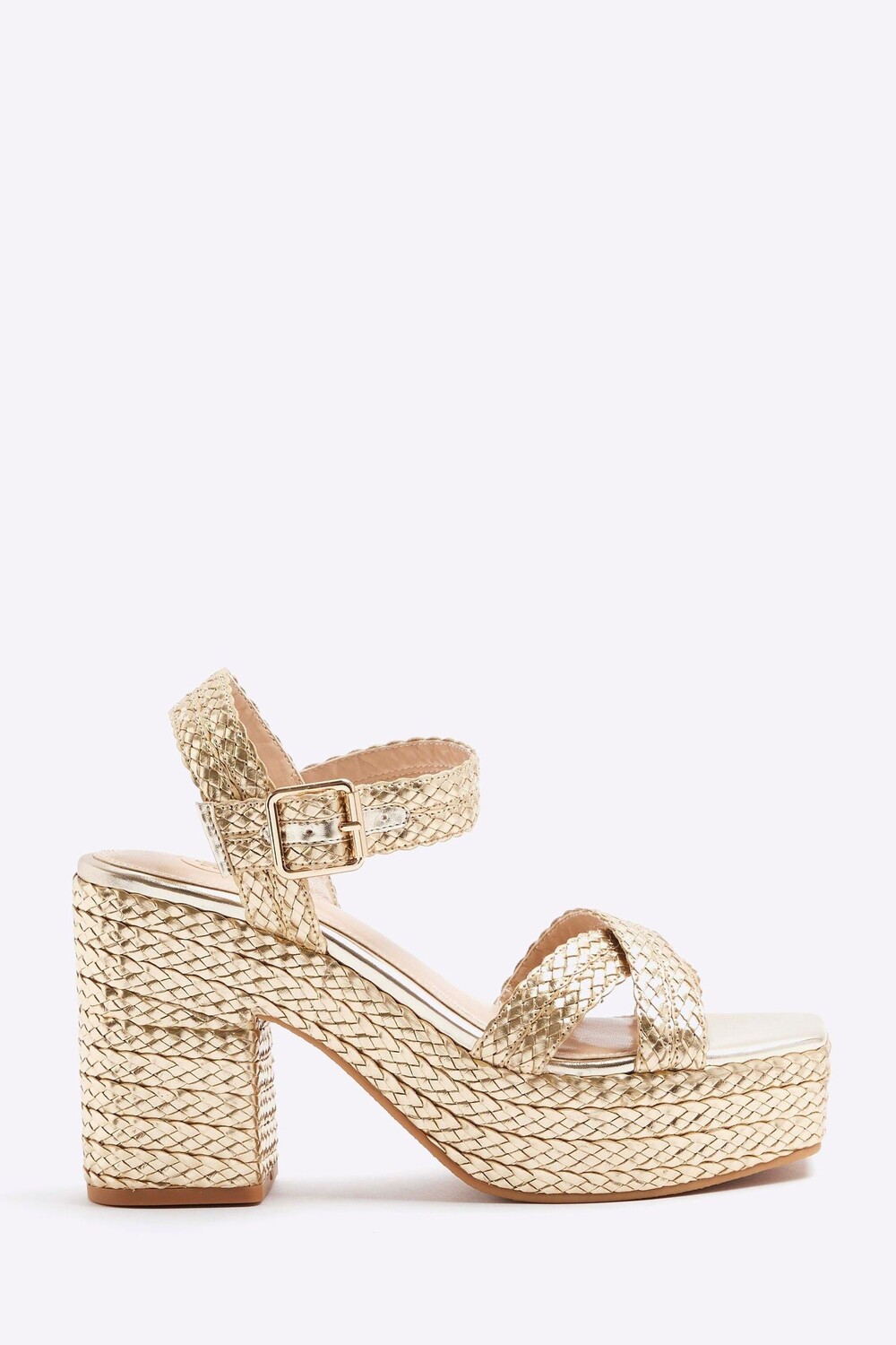 

Босоножки на платформе с перекрестными ремешками River Island, желтый