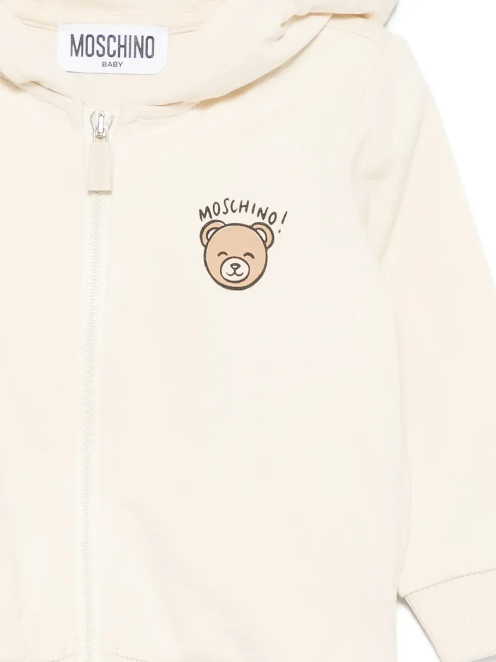 Толстовка на молнии с принтом медведя Moschino Kids, бежевый — фото 3