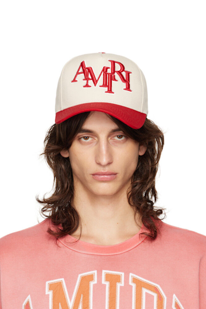 

Бежевая и красная кепка Amiri с шахматным узором