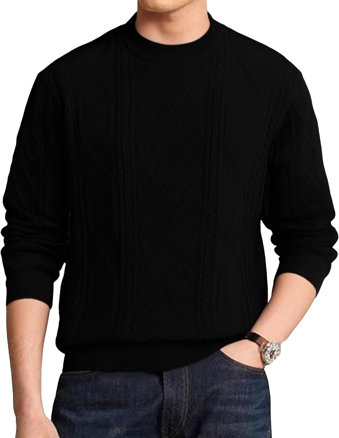 

Мужской свитер с косой вязкой