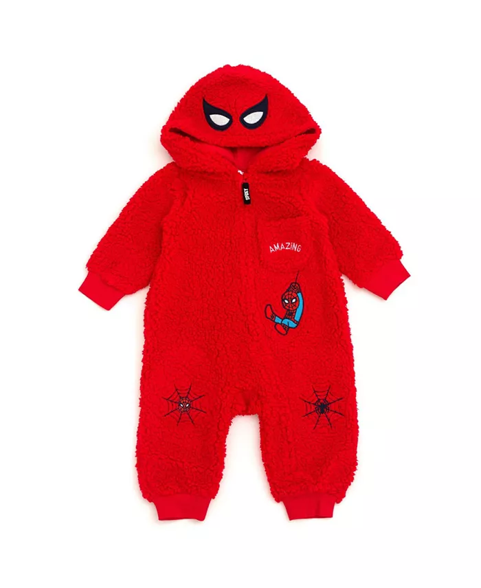 

Детский комбинезон Marvel Spider-Man из уютной шерпы с молнией Avengers, красный