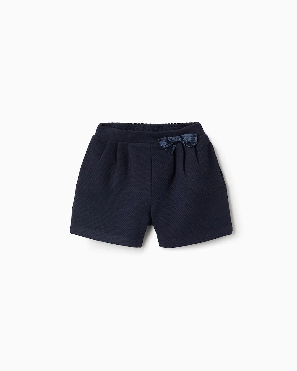 

Детские шорты для девочки с текстурой и бархатным бантиком Zippy, темно-синий
