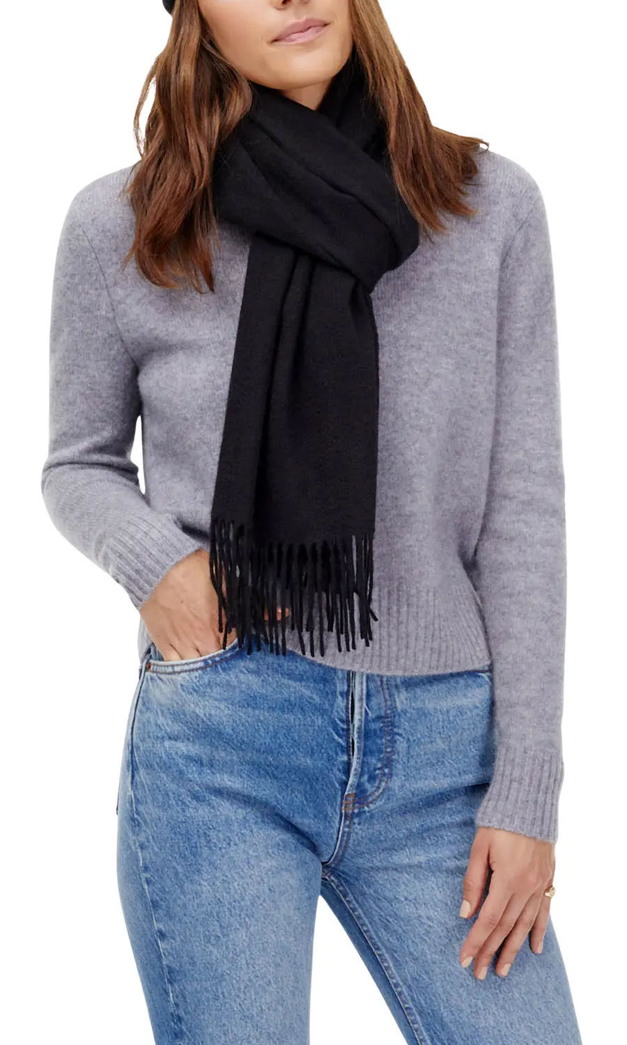 

Кашемировый шарф Кейси Italic, черный