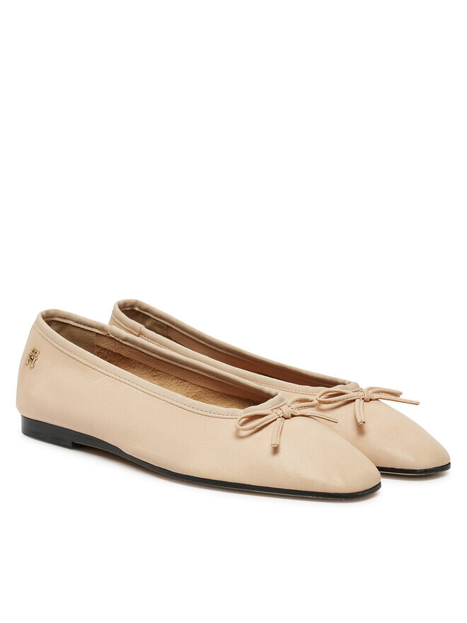 Балетки Tommy Hilfiger Soft Leather Ballerina Bow FW0FW08355, розовый — фото 2