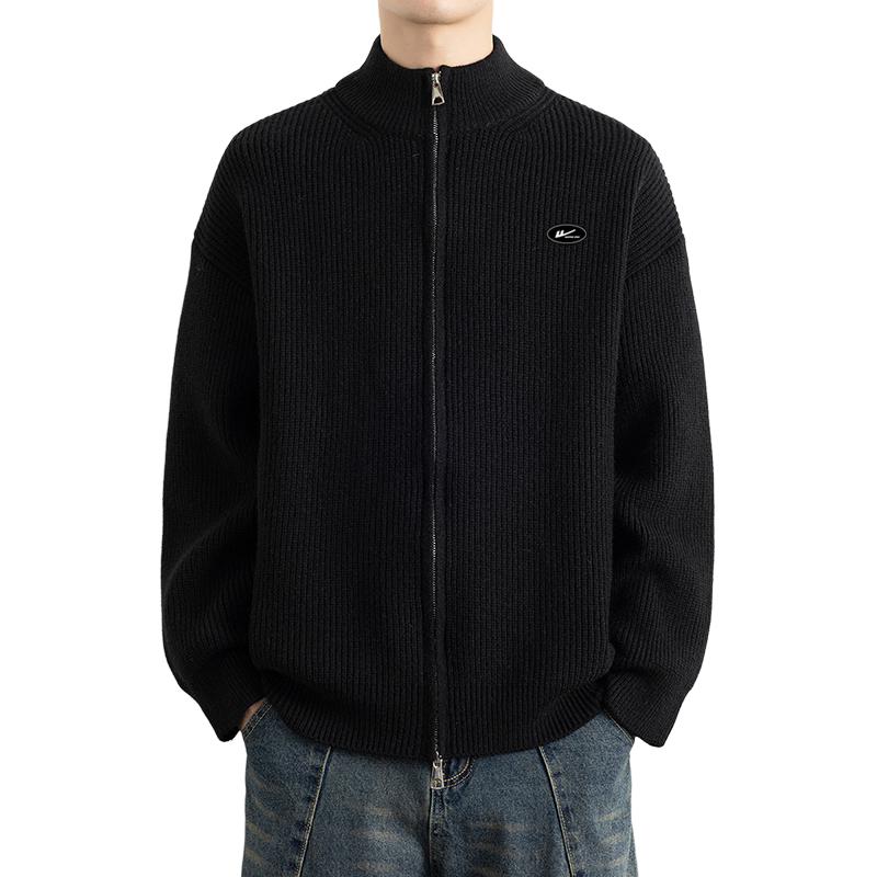 

Кардиган утолщенный с воротником стойкой унисекс WARRIOR, warm черный (diy badge)