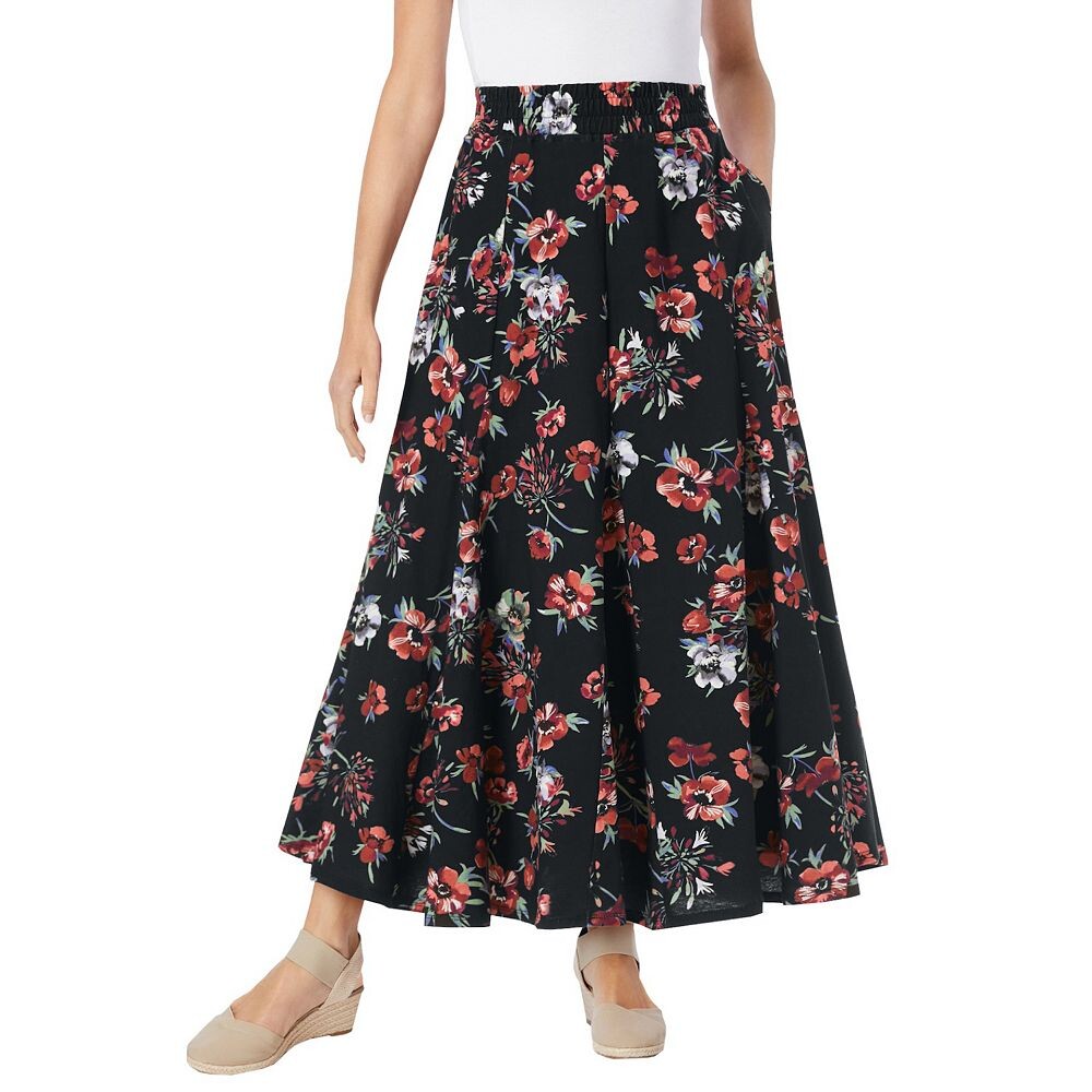 

Женщина в женской трикотажной юбке больших размеров Woman Within, цвет Black Painterly Floral