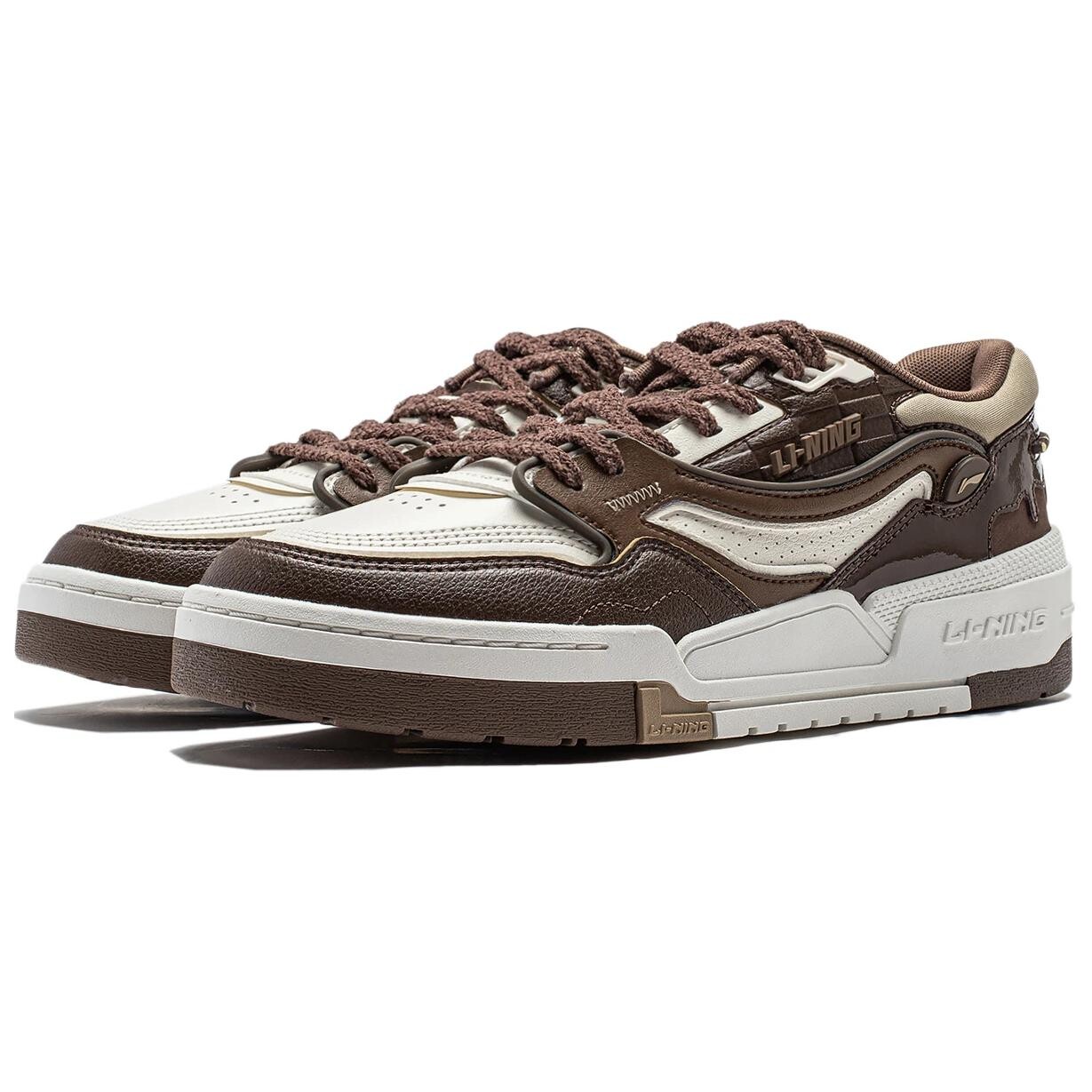 Кроссовки LINING 001 BTC Skateboarding Shoes Men Low-top Cloud White/clay Brown, коричневый — фото 3