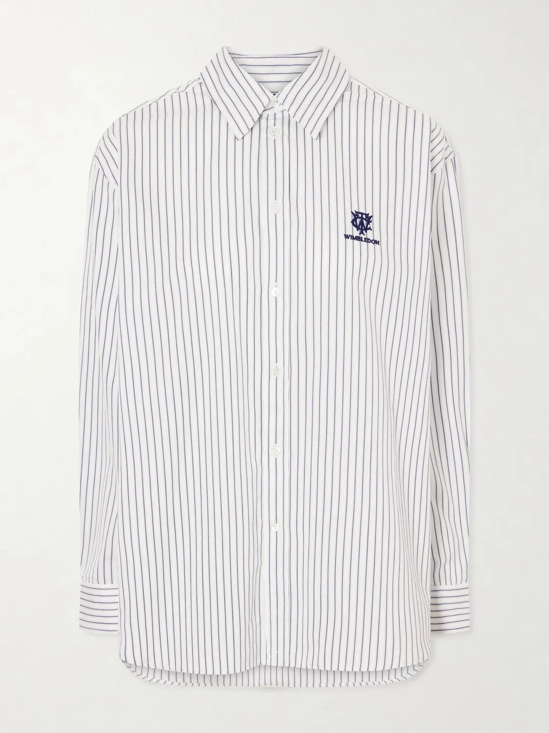 Рубашка из хлопкового поплина в полоску с вышивкой + Уимблдон POLO RALPH LAUREN, синий