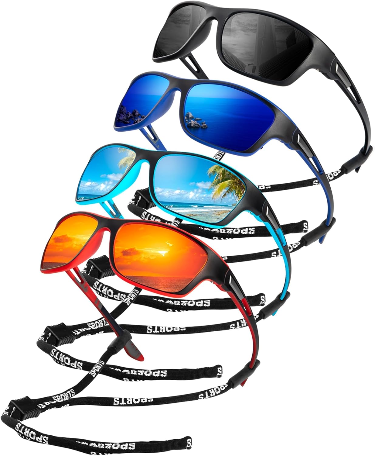 

Поляризованные солнцезащитные очки KALIYADI для мужчин, спортивные солнцезащитные очки для вождения, езды на велосипеде и рыбалки с защитой от УФ-излучения, D01 Black/Blue/Dark Blue/Red