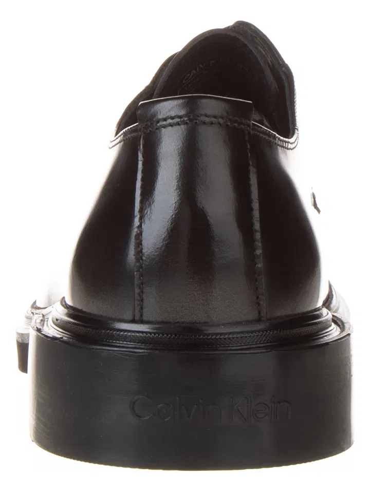 Кожаные шнурованные туфли на шнуровке Calvin Klein черные — фото 3