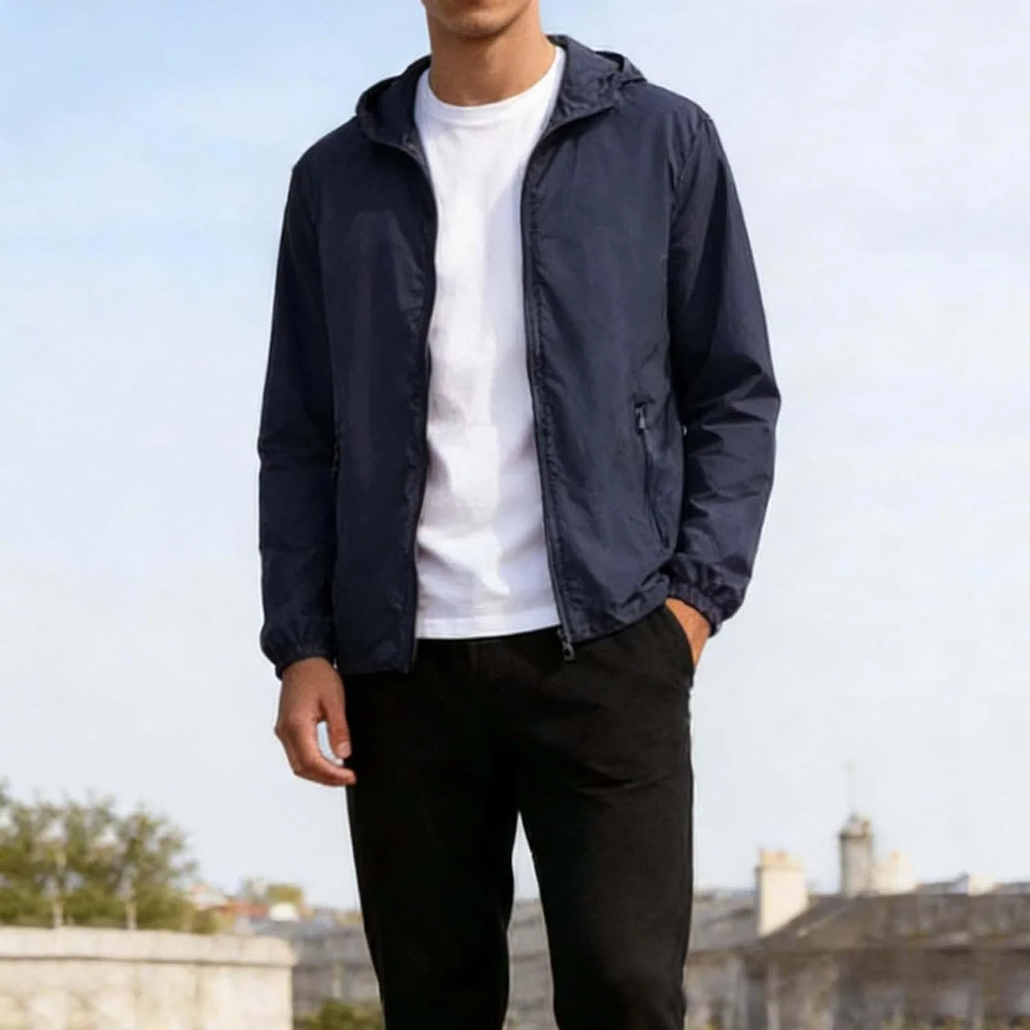 Мужская футболка с капюшоном UPF 50+ Quick Dry, Navy — фото 3