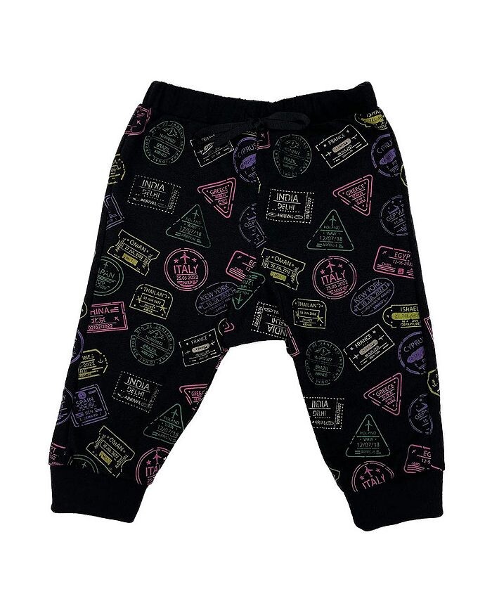 

Брюки-джоггеры с принтом паспорта для маленьких мальчиков Mixed Up Clothing, черный