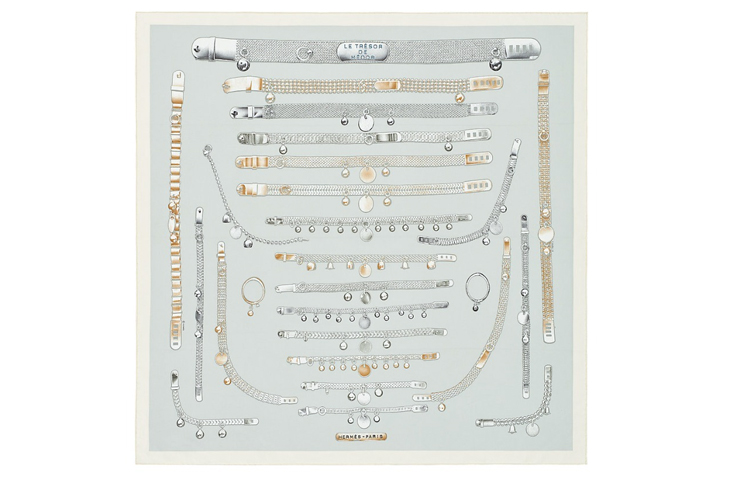 

HERMES Шёлковый шарф женский серый, Gray