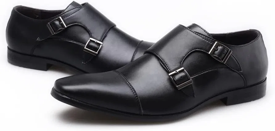 Лоферы кожаные Monk Strap Wingtip Slip-On, Black tisamy