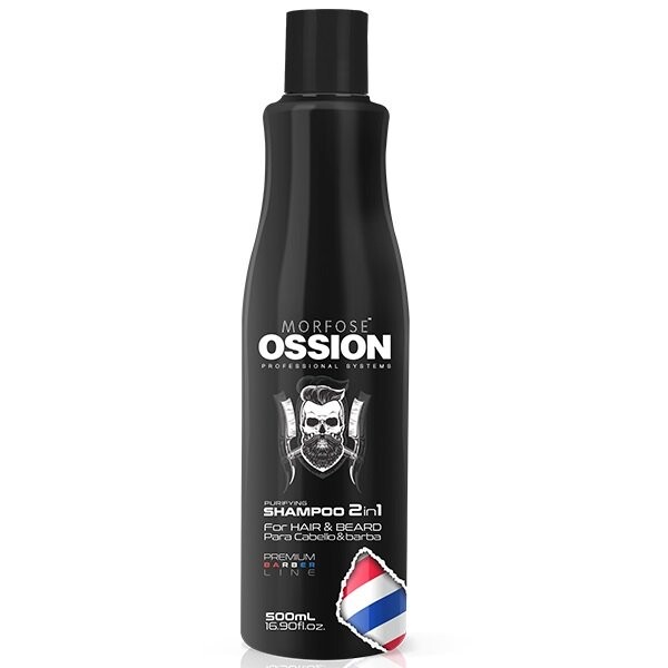 

Ossion Premium Barber Purifying Shampoo 2in1 For Hair and Beard Шампунь 2в1 для волос и бороды 500мл Morfose