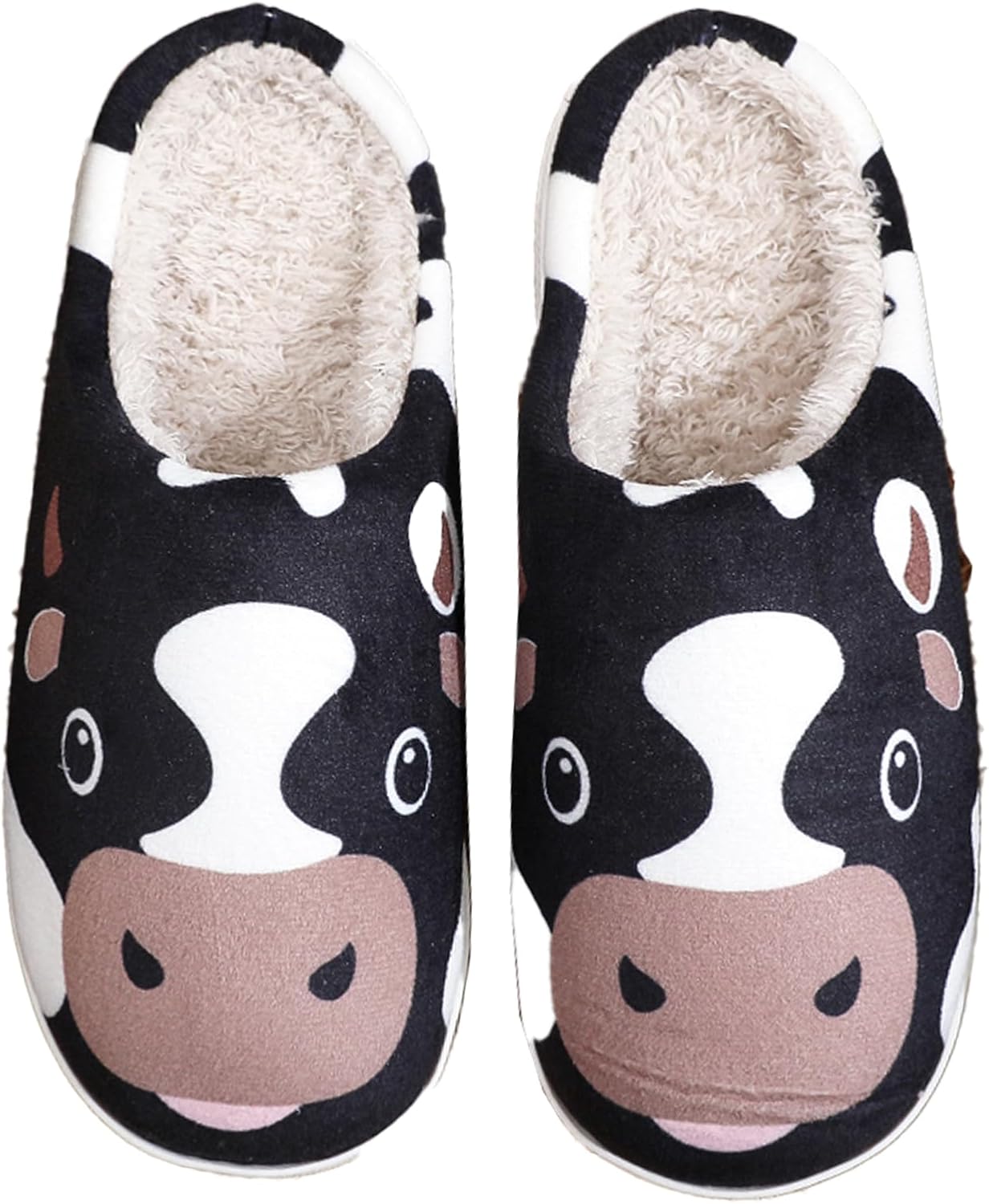 

Женские и мужские домашние тапочки с милым мультяшным дизайном, ретро, мягкие плюшевые, легкие, удобные для ношения дома и на улице, тапочки с противоскользящей подошвой Oukisam, Cow