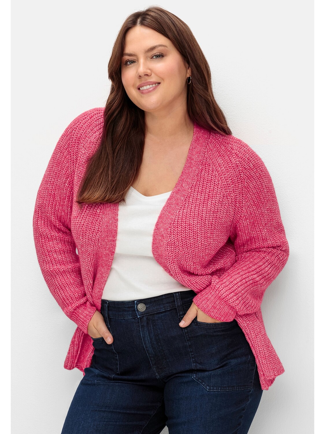 

Кардиган sheego Strickjacke, розовый