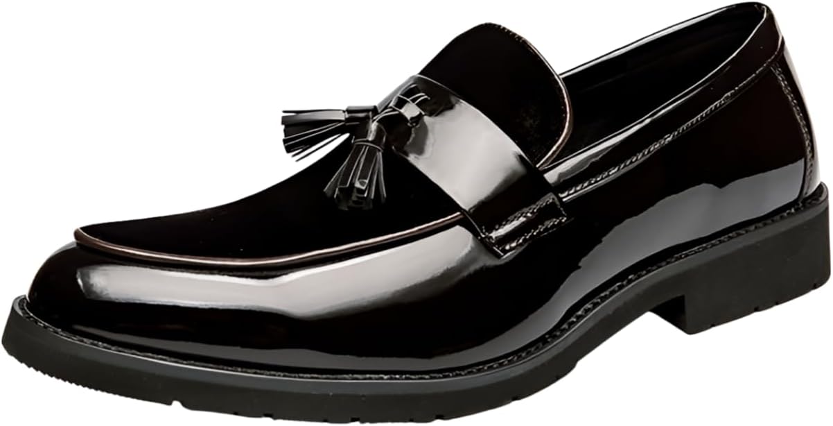 

Мужские лоферы Santimon из лакированной кожи с кисточками, мокасины на шнуровке, повседневная и деловая обувь, коричневый